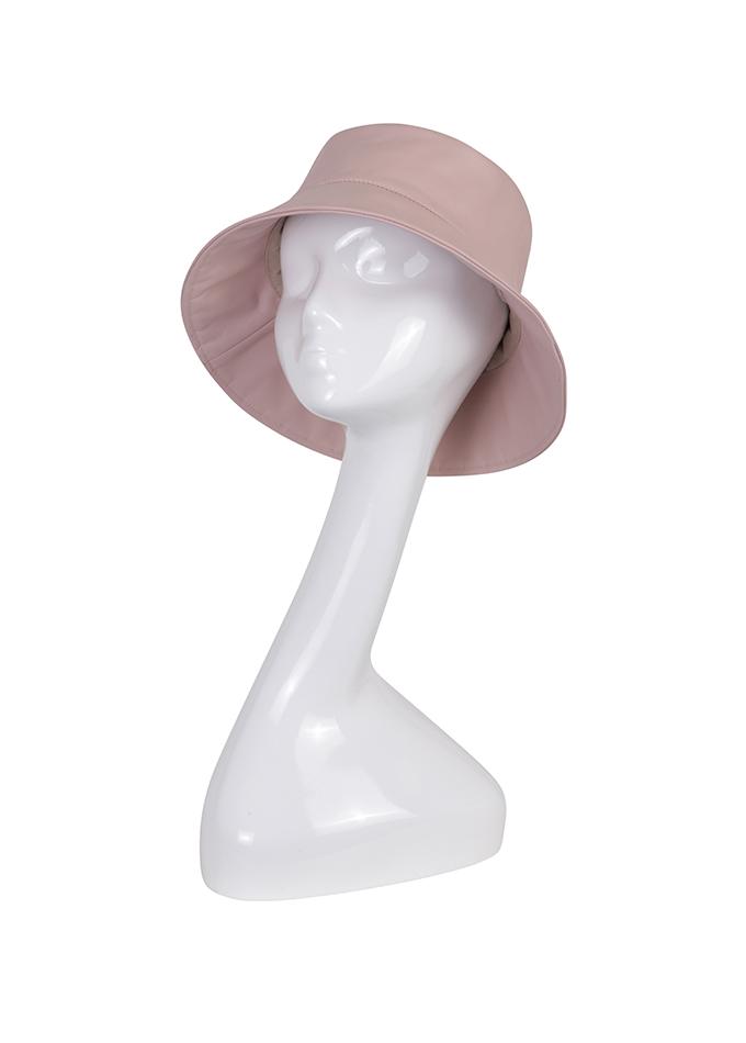 Designer bucket hat in soft pink leather