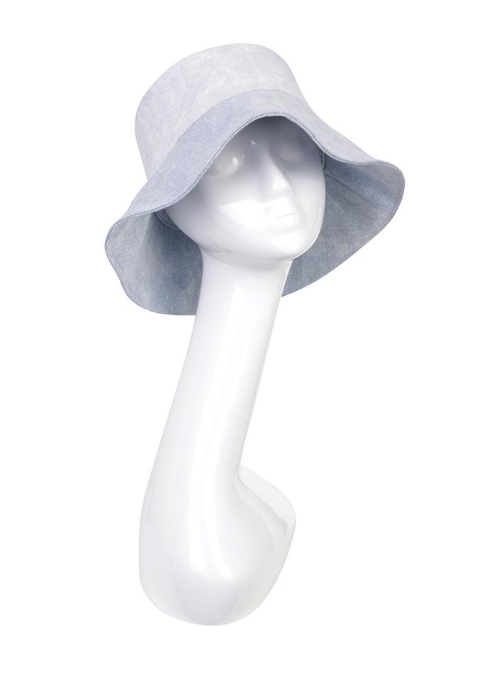 Designer bucket hat in soft blue denim