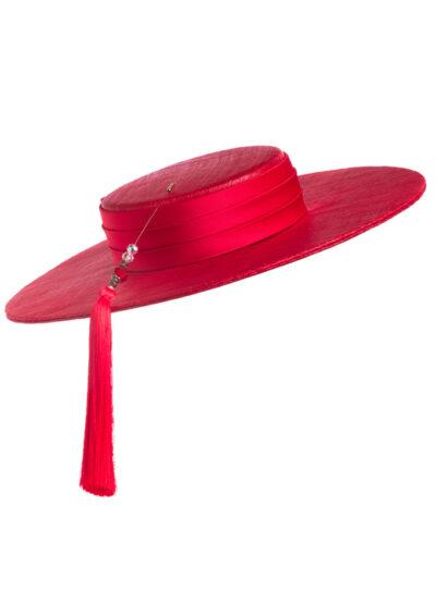 Amada Red Boater Hat Emily London