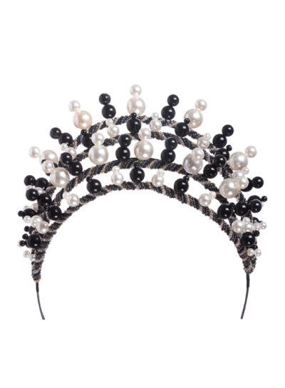 Black and white beaded supersized pearl crown