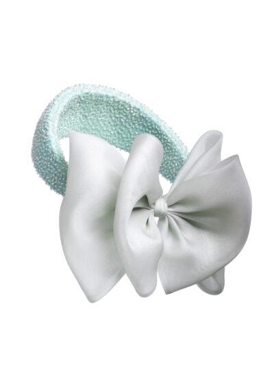 Acqua embellished hatband with silk organza bow