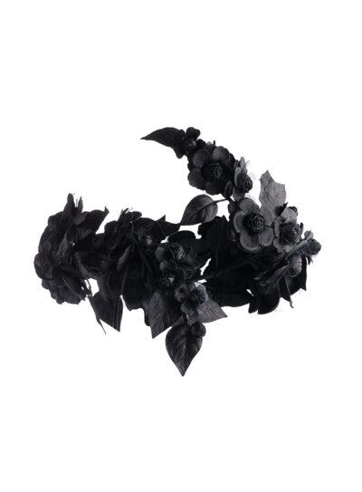 Black leather flower crown headpiece