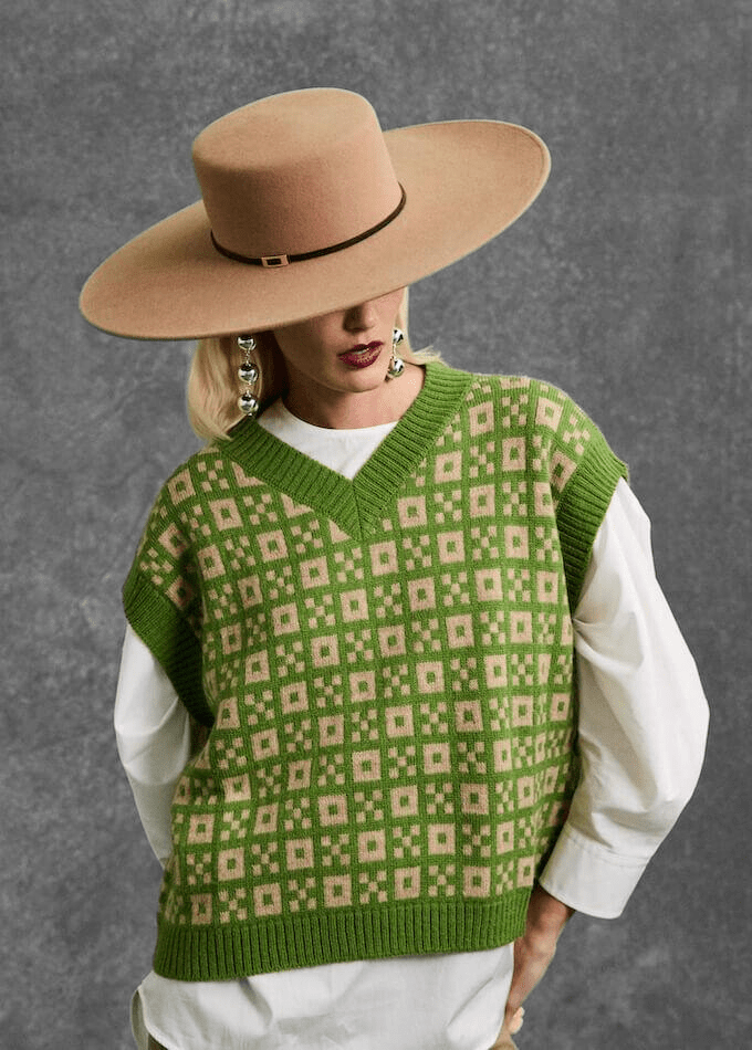 Mateo camel rabbit felt wide brim boater on model