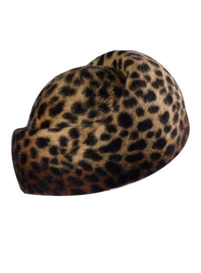 Bouvier leopard print melusine sculpted pillbox hat