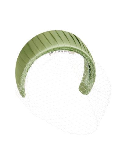 Green crescent headpiece with veil