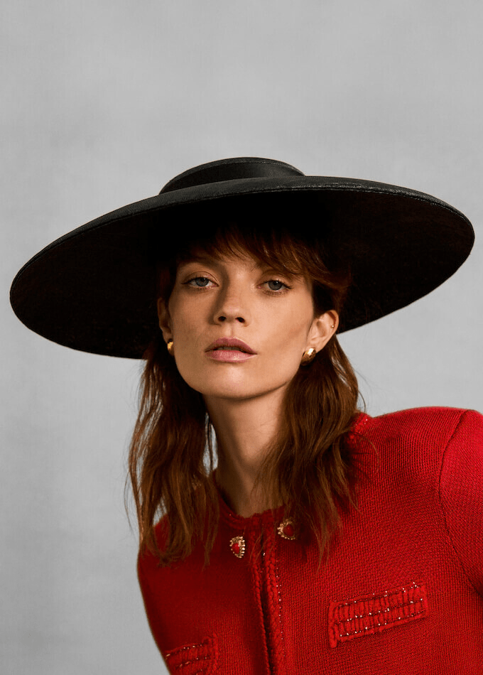 Marina straw wide brim hat with tailored silk band