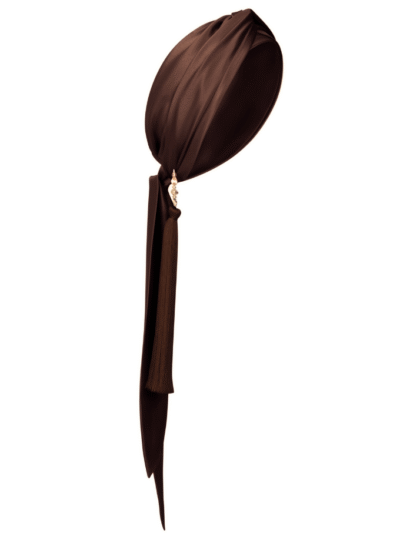 Esperanza turban-style headwrap with tassel in mocha brown