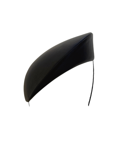 Regis black nappa leather beret pillbox hat